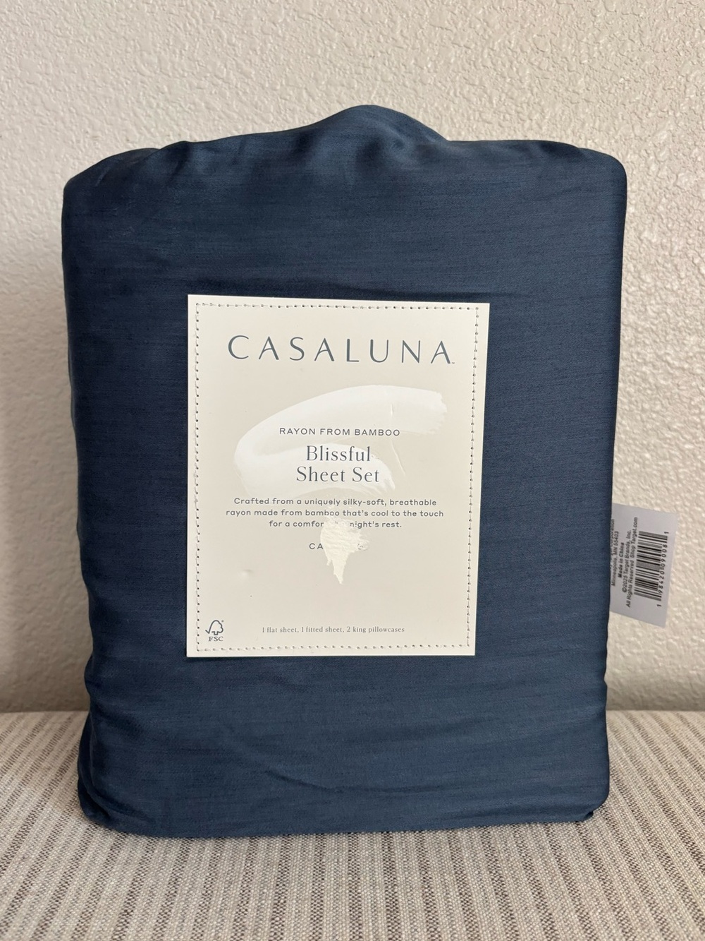 NWT California King 400 Thread Count Rayon from Bamboo Sheet Set Mineral Blue